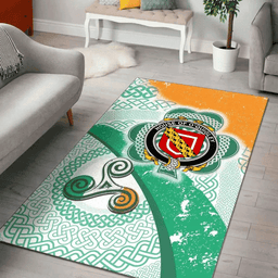 ScotsTee Shop Irish House of O'QUIGLEY Coat of Arms Irish Rug Ireland Shamrock With Patterns