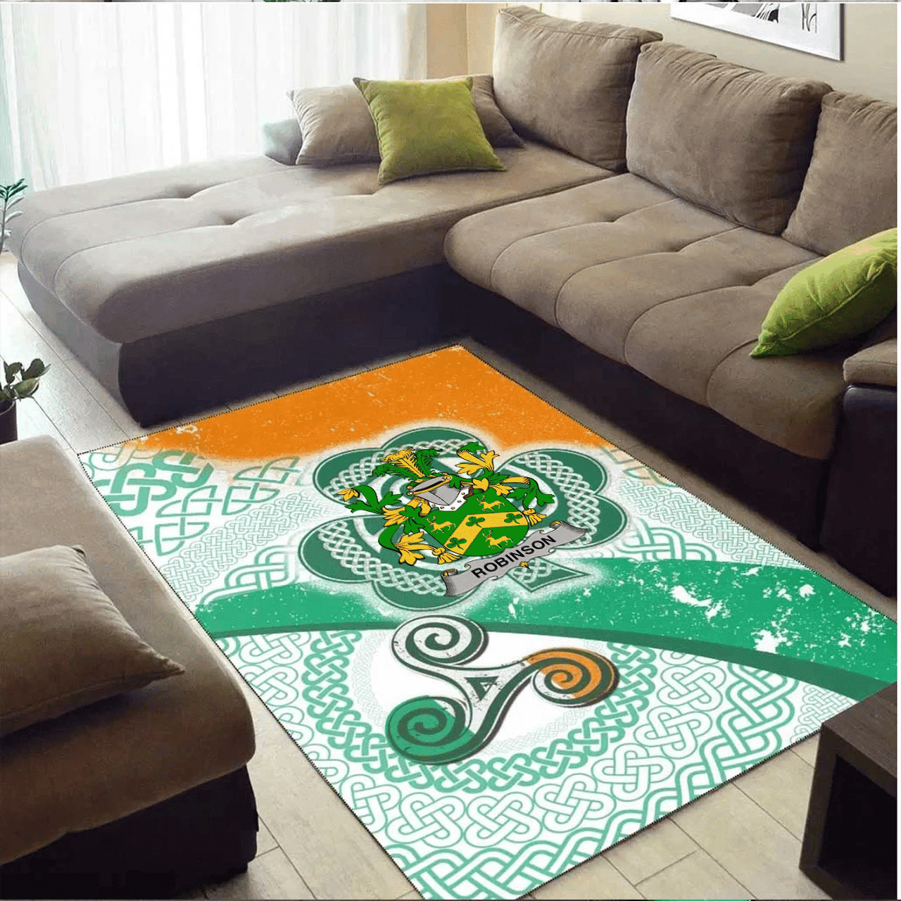 ScotsTee Shop Irish Robinson Coat of Arms Irish Rug Ireland Shamrock With Patterns