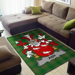 Irish Ash Coat of Arms Family Crest Ireland Area Rug Irish National Tartan Irish County Rug