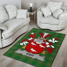Irish Ash Coat of Arms Family Crest Ireland Area Rug Irish National Tartan Irish County Rug