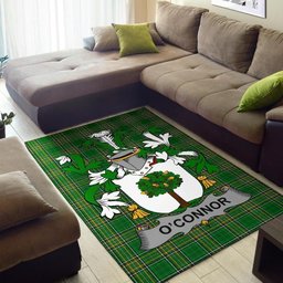 Irish Connor or O'Connor (Faly) Coat of Arms Family Crest Ireland Area Rug Irish National Tartan Irish County Rug
