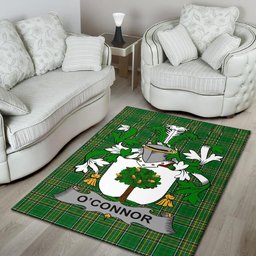 Irish Connor or O'Connor (Faly) Coat of Arms Family Crest Ireland Area Rug Irish National Tartan Irish County Rug