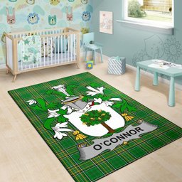 Irish Connor or O'Connor (Faly) Coat of Arms Family Crest Ireland Area Rug Irish National Tartan Irish County Rug