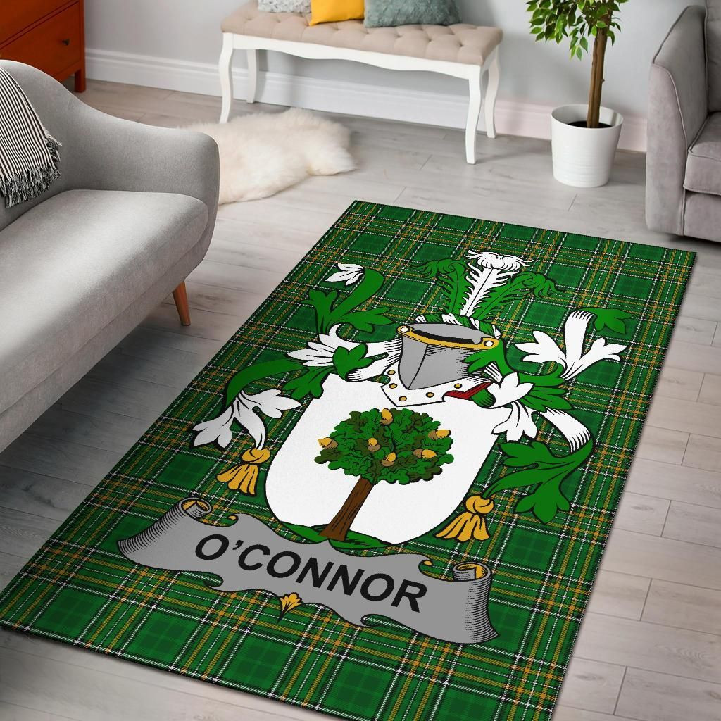 Irish Connor or O'Connor (Faly) Coat of Arms Family Crest Ireland Area Rug Irish National Tartan Irish County Rug