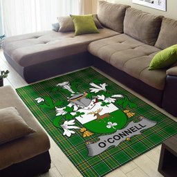 Irish Connell or O'Connell Coat of Arms Family Crest Ireland Area Rug Irish National Tartan Irish County Rug