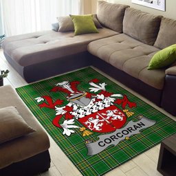 Irish Corcoran or McCorcoran Coat of Arms Family Crest Ireland Area Rug Irish National Tartan Irish County Rug