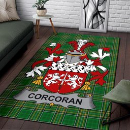 Irish Corcoran or McCorcoran Coat of Arms Family Crest Ireland Area Rug Irish National Tartan Irish County Rug