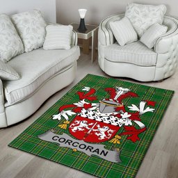 Irish Corcoran or McCorcoran Coat of Arms Family Crest Ireland Area Rug Irish National Tartan Irish County Rug