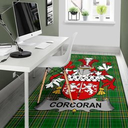 Irish Corcoran or McCorcoran Coat of Arms Family Crest Ireland Area Rug Irish National Tartan Irish County Rug