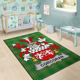 Irish Corcoran or McCorcoran Coat of Arms Family Crest Ireland Area Rug Irish National Tartan Irish County Rug