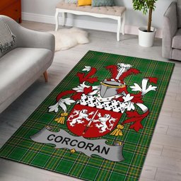 Irish Corcoran or McCorcoran Coat of Arms Family Crest Ireland Area Rug Irish National Tartan Irish County Rug