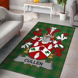 Irish Cullen or O'Cullen Coat of Arms Family Crest Ireland Area Rug Irish National Tartan Irish County Rug