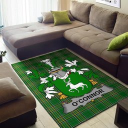 Irish Connor or O'Connor (Corcomroe) Coat of Arms Family Crest Ireland Area Rug Irish National Tartan Irish County Rug