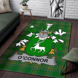Irish Connor or O'Connor (Corcomroe) Coat of Arms Family Crest Ireland Area Rug Irish National Tartan Irish County Rug