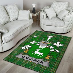 Irish Connor or O'Connor (Corcomroe) Coat of Arms Family Crest Ireland Area Rug Irish National Tartan Irish County Rug