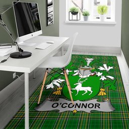 Irish Connor or O'Connor (Corcomroe) Coat of Arms Family Crest Ireland Area Rug Irish National Tartan Irish County Rug