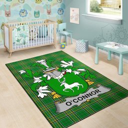 Irish Connor or O'Connor (Corcomroe) Coat of Arms Family Crest Ireland Area Rug Irish National Tartan Irish County Rug