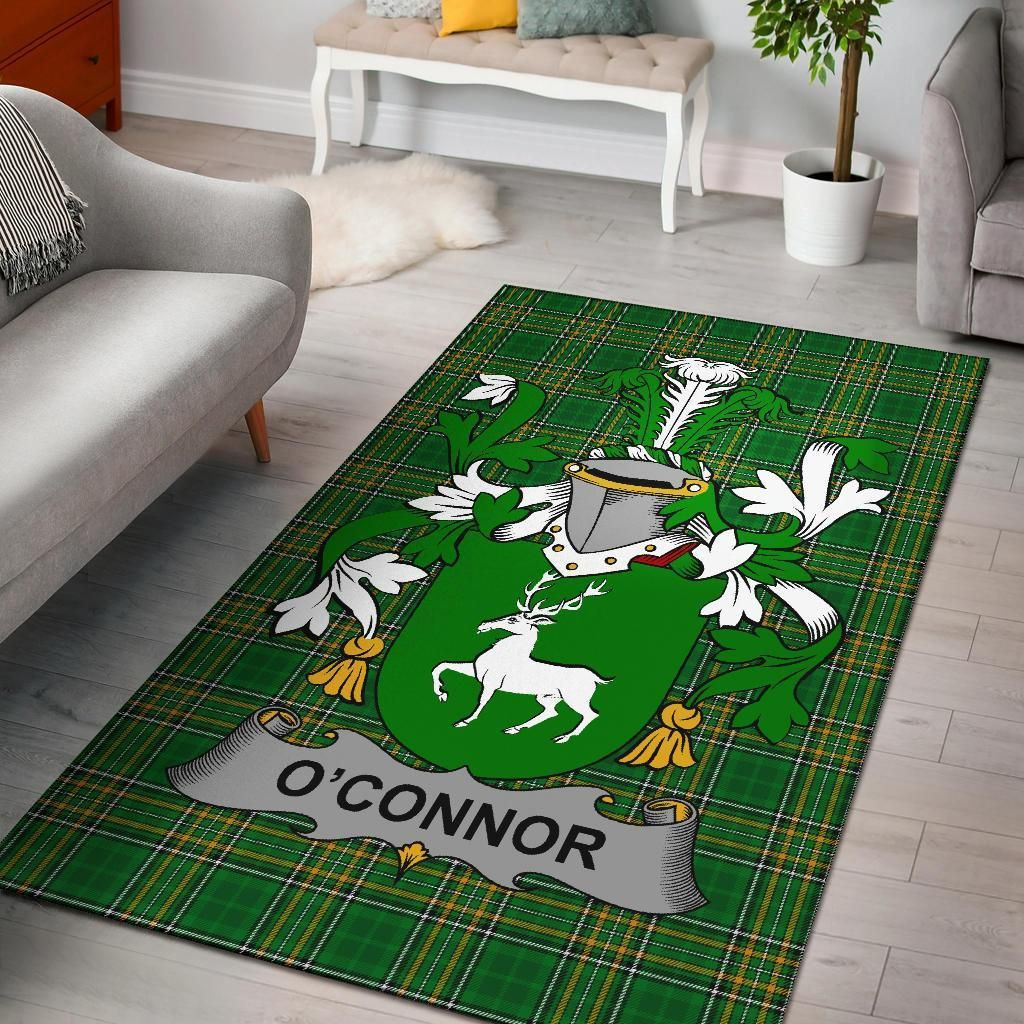 Irish Connor or O'Connor (Corcomroe) Coat of Arms Family Crest Ireland Area Rug Irish National Tartan Irish County Rug