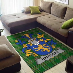 Irish Hartigan or O'Hartagan Coat of Arms Family Crest Ireland Area Rug Irish National Tartan Irish County Rug