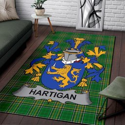 Irish Hartigan or O'Hartagan Coat of Arms Family Crest Ireland Area Rug Irish National Tartan Irish County Rug