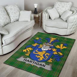 Irish Hartigan or O'Hartagan Coat of Arms Family Crest Ireland Area Rug Irish National Tartan Irish County Rug