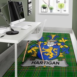 Irish Hartigan or O'Hartagan Coat of Arms Family Crest Ireland Area Rug Irish National Tartan Irish County Rug