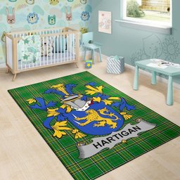 Irish Hartigan or O'Hartagan Coat of Arms Family Crest Ireland Area Rug Irish National Tartan Irish County Rug