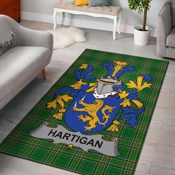 Irish Hartigan or O'Hartagan Coat of Arms Family Crest Ireland Area Rug Irish National Tartan Irish County Rug