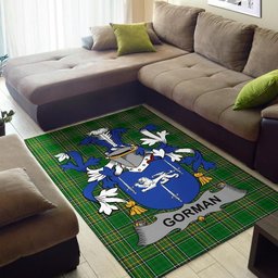 Irish Gorman or McGorman Coat of Arms Family Crest Ireland Area Rug Irish National Tartan Irish County Rug