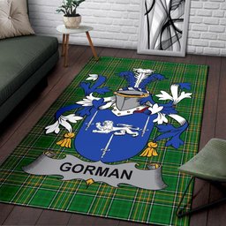 Irish Gorman or McGorman Coat of Arms Family Crest Ireland Area Rug Irish National Tartan Irish County Rug