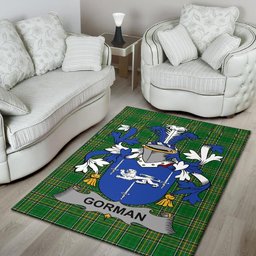 Irish Gorman or McGorman Coat of Arms Family Crest Ireland Area Rug Irish National Tartan Irish County Rug