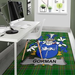 Irish Gorman or McGorman Coat of Arms Family Crest Ireland Area Rug Irish National Tartan Irish County Rug