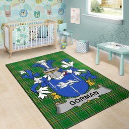 Irish Gorman or McGorman Coat of Arms Family Crest Ireland Area Rug Irish National Tartan Irish County Rug