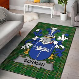 Irish Gorman or McGorman Coat of Arms Family Crest Ireland Area Rug Irish National Tartan Irish County Rug