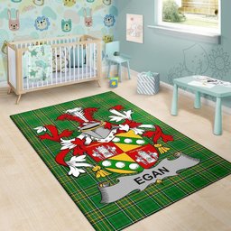Irish Egan or McEgan Coat of Arms Family Crest Ireland Area Rug Irish National Tartan Irish County Rug