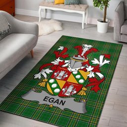 Irish Egan or McEgan Coat of Arms Family Crest Ireland Area Rug Irish National Tartan Irish County Rug