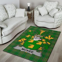 Irish Kee or McKee Coat of Arms Family Crest Ireland Area Rug Irish National Tartan Irish County Rug