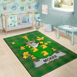 Irish Kee or McKee Coat of Arms Family Crest Ireland Area Rug Irish National Tartan Irish County Rug