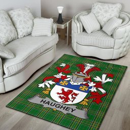 Irish Haugher or O'Haffey Coat of Arms Family Crest Ireland Area Rug Irish National Tartan Irish County Rug
