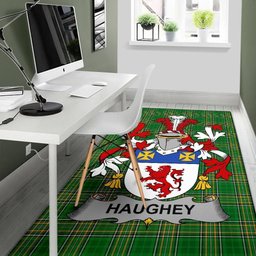 Irish Haugher or O'Haffey Coat of Arms Family Crest Ireland Area Rug Irish National Tartan Irish County Rug