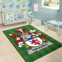 Irish Haugher or O'Haffey Coat of Arms Family Crest Ireland Area Rug Irish National Tartan Irish County Rug