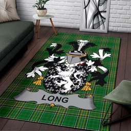 Irish Long or Longe Coat of Arms Family Crest Ireland Area Rug Irish National Tartan Irish County Rug