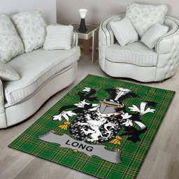 Irish Long or Longe Coat of Arms Family Crest Ireland Area Rug Irish National Tartan Irish County Rug