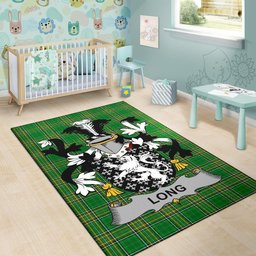 Irish Long or Longe Coat of Arms Family Crest Ireland Area Rug Irish National Tartan Irish County Rug
