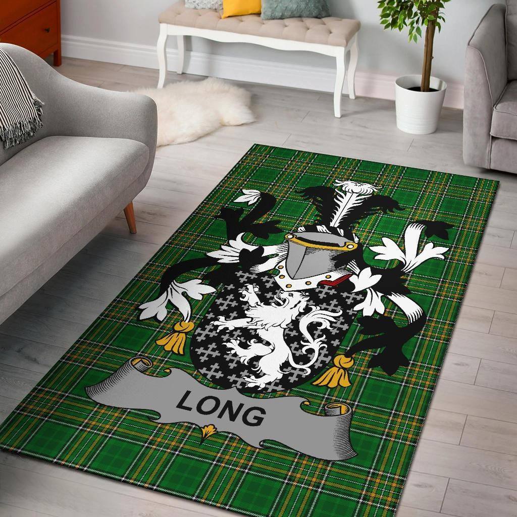 Irish Long or Longe Coat of Arms Family Crest Ireland Area Rug Irish National Tartan Irish County Rug