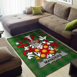 Irish Manders Coat of Arms Family Crest Ireland Area Rug Irish National Tartan Irish County Rug