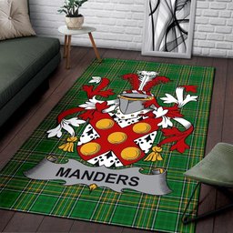 Irish Manders Coat of Arms Family Crest Ireland Area Rug Irish National Tartan Irish County Rug