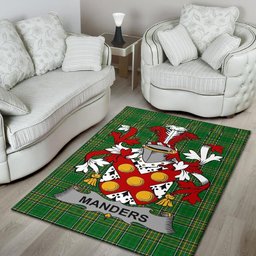 Irish Manders Coat of Arms Family Crest Ireland Area Rug Irish National Tartan Irish County Rug