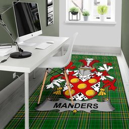 Irish Manders Coat of Arms Family Crest Ireland Area Rug Irish National Tartan Irish County Rug