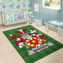 Irish Manders Coat of Arms Family Crest Ireland Area Rug Irish National Tartan Irish County Rug